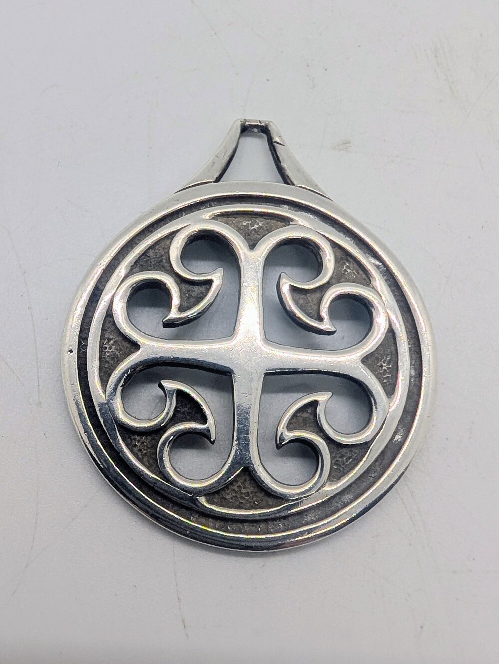 Rare Large Vintage Sterling Silver St.Magnus Cross Pendant
